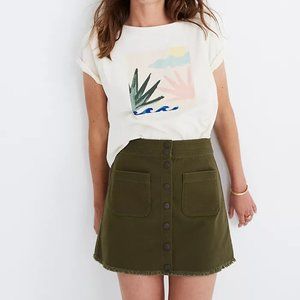 Madewell Raw-Hem A-Line Mini Skirt in Kale